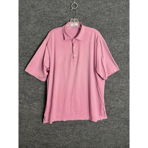 Martin Mens Polo Shirt Size XL Pink Striped Preppy Golf Pima Cotton Short Sleeve - Picture 1 of 7
